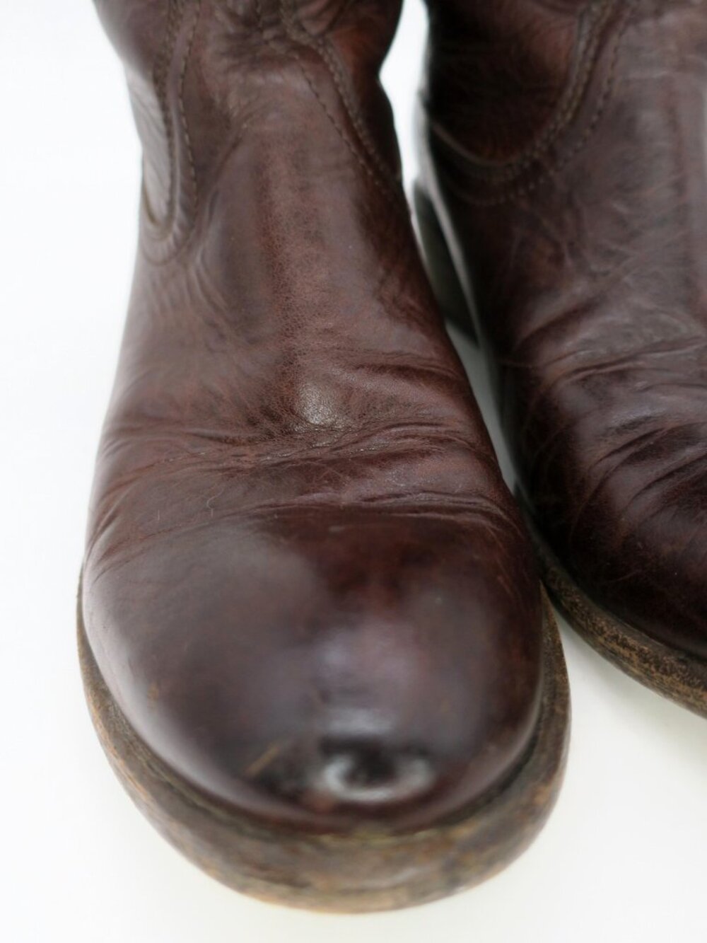 Frye Brown Leather Mid-Calf Heeled Boots - Picture 8 of 12